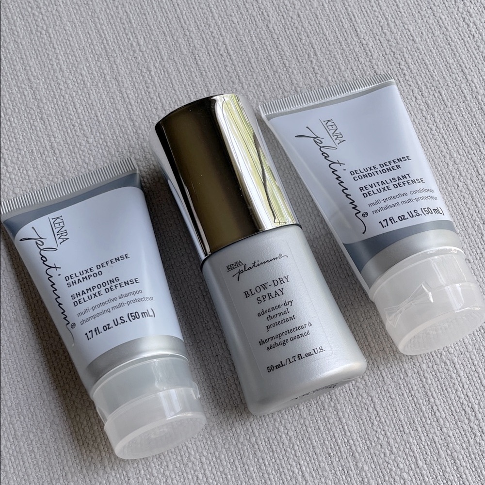 KENRA Platinum deluxe defense shampoo conditioner Blow-Dry Spray travel set